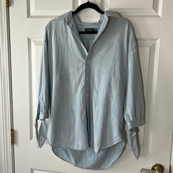 Polo Ralph Lauren Tops - Polo Ralph Lauren Denim 3/4 Length Sleeve Button Down Shirt Sz Large